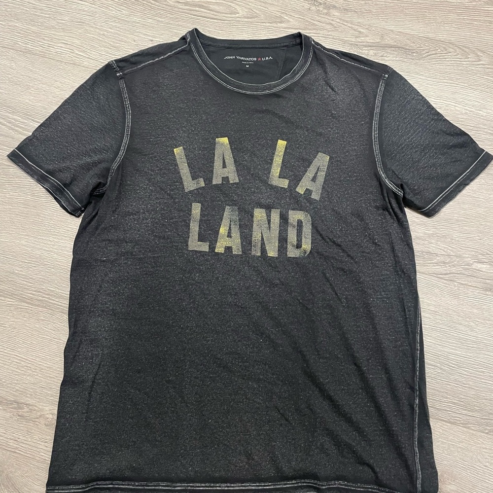 John Varvatos Charcoal Tee with LA LA LAND Print